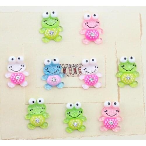 Set of 100pcs lovely hand paint glitter frog mixed cute resin Cabochon for Kawaii Decoden DIY Projects-SZ0386a