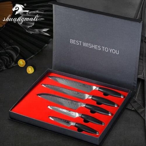 5 PCS Kitchen Knife Set Damascus Steel Japanese 67 Layers VG10 Slicing Cleaver Fruit Knife Kitchen Knives Set With Gift Box