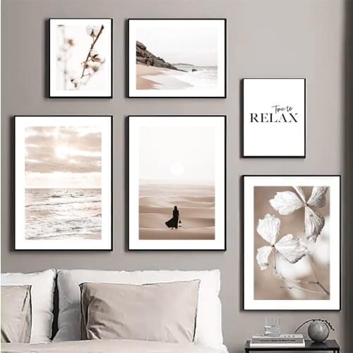Beach Reed Flower Desert Plant Quote Wall Art Canvas Painting Nordic Posters And Prints Wall Pictures For Living Room Home Decor
