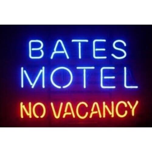 BATES MOTEL NO VACANCY Neon Sign Custom Handmade Real Glass Tube Hotel Pub Advertisement Decoration Display Neon Signs 17"X14"
