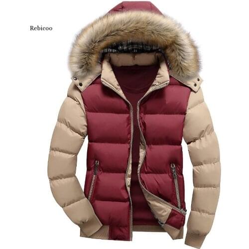 New Winter Windbreak Jacket Coat Mens Warm Thick Parkas Fur Collar Hooded Mens Coats Casual Outerwear Brand Clothing 4Xl