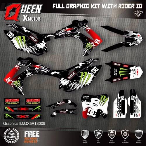 QUEEN X MOTOR Custom Team Graphics Backgrounds Decals Stickers Kit For HONDA 2014-2017 CRF250R 2013-2016 CRF450R 009