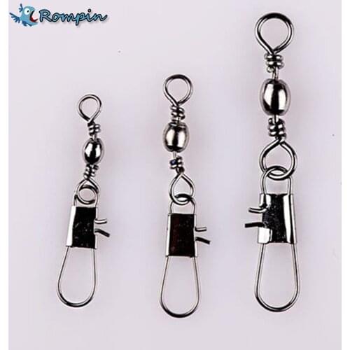 Rompin 50pcs Interlock Snap Ball Bearing Swivel Rolling Solid Rings Fishing Connector Boat Fishing Hooks