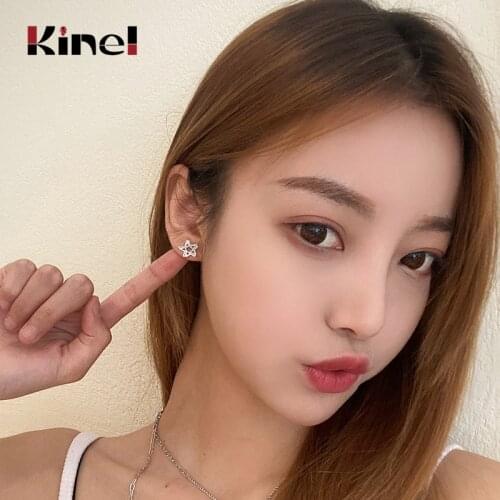 Kinel Authentic 925 Sterling Silver CZ Exquisite Stackable Star Earrings for Women Jewelry Wedding Day Gift