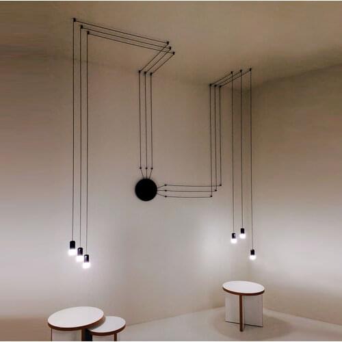 Postmodern Geometric Black Line Designer Chandelier Restaurant Model Room Individual Creativity Contracted Background Wall Lamp