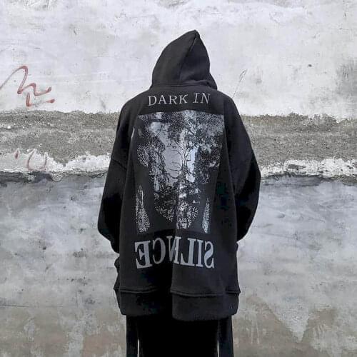 Autumn Winter Velvet Hoodies Women Hooded Sweatshirt Printed Gothic Loose Long Sleeves Unisex Outwear Mens Tops Clothing