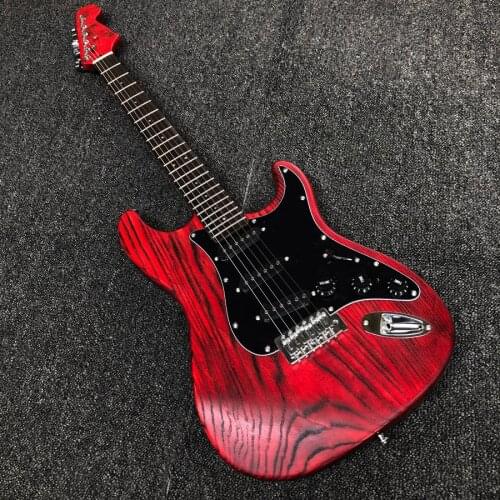 Stock Charcoal baked white wax wood electric guitar, frosted matte, LED light, real photos, free shipping