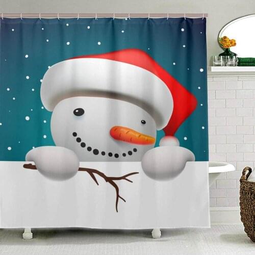 Waterproof Polyester Fabric 3D Bath Curtain Christmas for Bathroom Curtain Snowman Shower Curtains