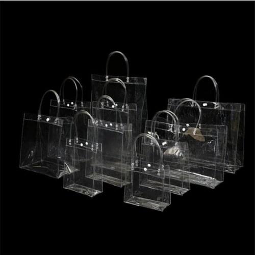 50pcs/lot PVC Waterproof Swimming Bags Transparent Bag Sports Travel Storage Bags Phone Pocket Shoes Gift Bags With Handle
