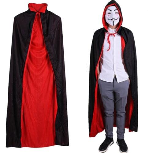 Adult Witch Long Purple Green Red Black Halloween Vampire Cloaks Hood and Capes Halloween Costumes for Women Men