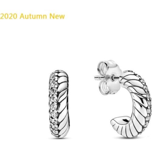 925 Sterling Silver Pave Earrings 2020 Autumn New Hooked Snake Bone Pattern Stud Earrings Women Birthday Gift Fashion Jewelry