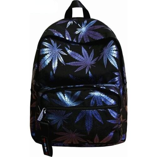 Printing Women and Men Backpack Large Capacity Sequins Leaves School Bags for Teenage Laptop Bagpack Female Travel Bag Daypack