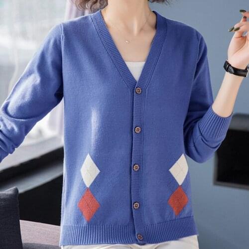Woman Coats Autumn 2020 Sweaters Women Cardigan Knitted Sweater Long Sleeve Casual V-Neck Cardigans Loose Button Tops Pull Femme