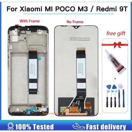 6.53" For XIAOMI MI POCO M3 LCD Display Touch Screen Digitizer For Xiaomi Redmi 9T LCD M2010J19CG M2010J19CI Replacement Parts