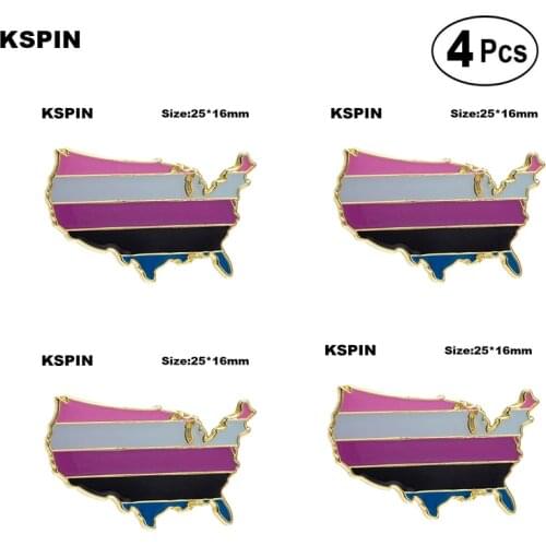 Gender Fluid Pride U.S.A Map Badge Lapel Pin Brooches Pins Flag badge Brooch Badges