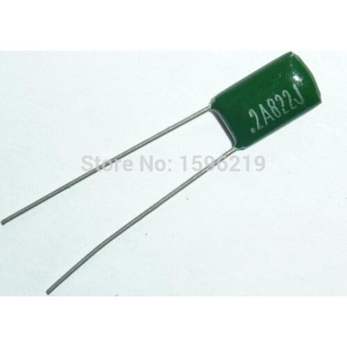 10pcs Mylar Film Capacitor 100V 2A822J 8200pF 8.2nF 2A822 5% Polyester Film capacitor