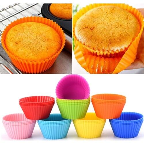 10PCS Silicone Cake Mold Round Shaped Muffin Cupcake Baking Molds Kitchen Cooking Bakeware Maker DIY Cake Decorating Tools