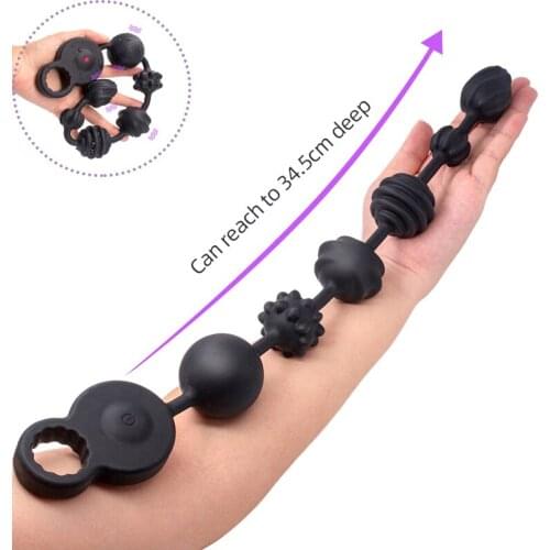 10 Speed Long Anal Beads Anal Dildo Vibrator Silicone Anal Beads Butt Plug Prostate Massager Adult Toy Sex Product For Women Men
