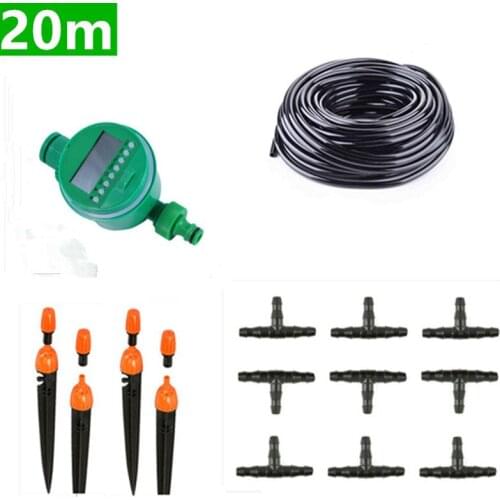 20m Misting Sprinkler Dripper With Water Timer Diy Micro Drip Irrigation Plant Self Watering Garden Water Irrigation Kits Bb07