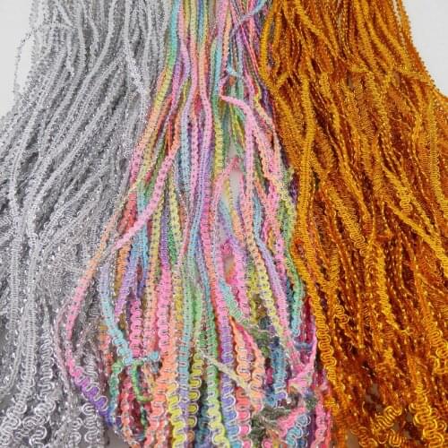 25Yard/Lot Gold Silver Lace Trim Ribbon S edge Wave Edge DIY Handmade COS Dress Garment DIY Accessories 0.5CM/0.8CM Wide