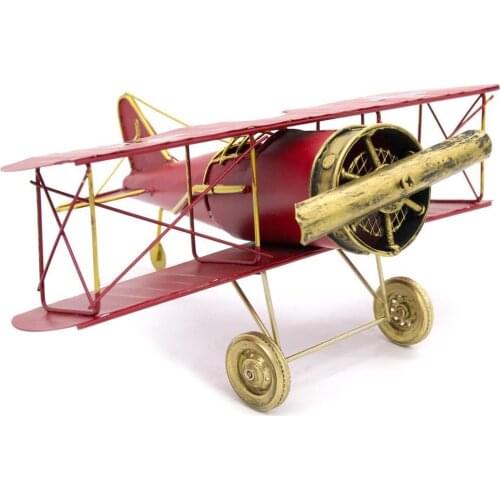 29CM Or 27cm Metal Handmade Crafts Aircraft Model Airplane Model Biplane Home Decor Furnishing Articles Red Color