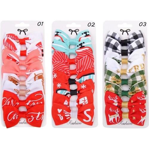 3 Sets/Lot, Grosgrain Ribbon Christmas Hair Bows with Alligator Clips Boutique Ribbon Bow Hairpins