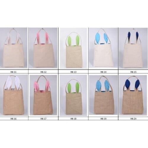 5 Colors Fine Design Easter Bunny Ears Handbag Jute Cloth Material Easter Gift Packing For Child Fine Festival Gift