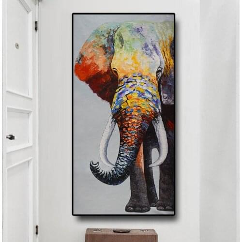 Watercolor Elephant Wild Animals Oil Painting on Canvas Scandinavia Posters and Prints Cuadros Wall Art Picture for Living Room