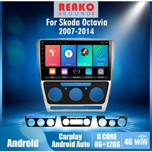 REAKOSOUND 2 Din Car Radio 10'' Android for Skoda Octavia 2007-2014 Full Touch Car Multimedia GPS Navigation System Autoradio
