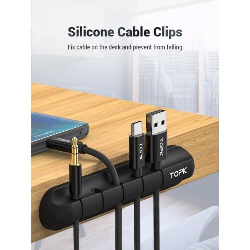 TOPK car cable hub data cable storage cable organizer desktop tidy management clip mouse charging cable headset cable clip