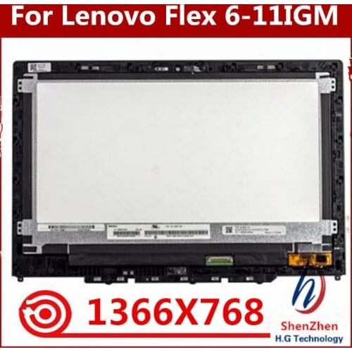 Free shipping For Lenovo Flex 6-11IGM Flex 6-11 L 81A7 LCD Display Touch Screen Digitizer Assembly with Frame New Replacement
