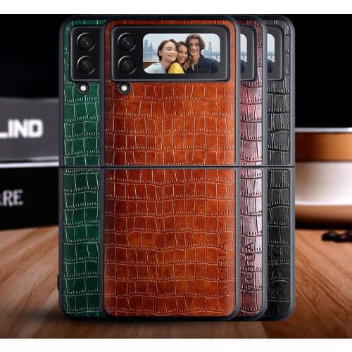 Case for Samsung galaxy Z Flip3 5G luxury crocodile pattern leather soft TPU hard phone cover for samsung galaxy z flip 3 5gcase