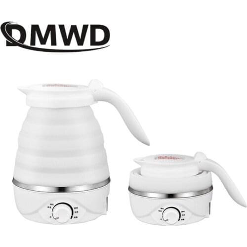 DMWD Electric Kettle Foldable Silicone Portable Water Kettle 0.6L Mini Small Travel Water Boiler Camping Pot Kitchen Appliances