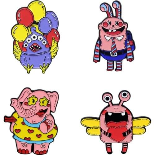 Elephant And balloon Enamel Badges Jewelry Cute Cartoons Anime Lapel Pins Fashion Women Mini Decorative Brooches On Backpack