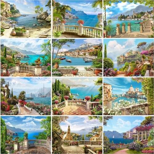 Evershine Full Sqaure Diamond Painting Town Hobbies And Crafts 5D DIY Diamond Embroidery Seaside Landscape Wall Art Decorations