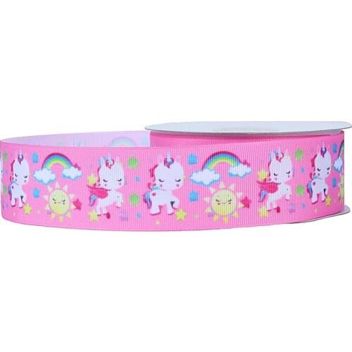 FLRA Ribbon (50yards/lot) Wholesale cute pink unicorn ribbon for baby hair bows