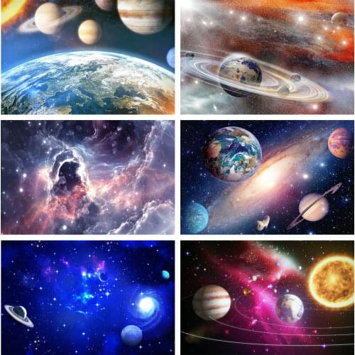 Fantasy Blue Outer Space Scene Cosmic Planet Boy Child Photo Zone Photography Background Photocall Photo Backdrop Photo Studio