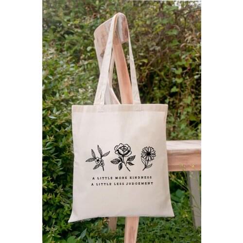 Harajuku No Rain No Flowers Ladies Shopper Bags Large Capacity Handbag Flower Aesthetic Graphic Canvas Shopping Bags Totes