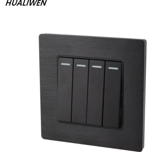 JSJ A8-004 / 4/1 black aluminum alloy surface four open single control switch 86 type electric panel wall switch