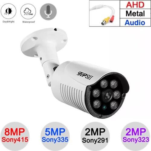 Metal Six Array Leds 8mp 4K,5mp,4mp,2mp Outdoor IP66 Waterproof Audio Surveillance Security AHD CCTV Camera
