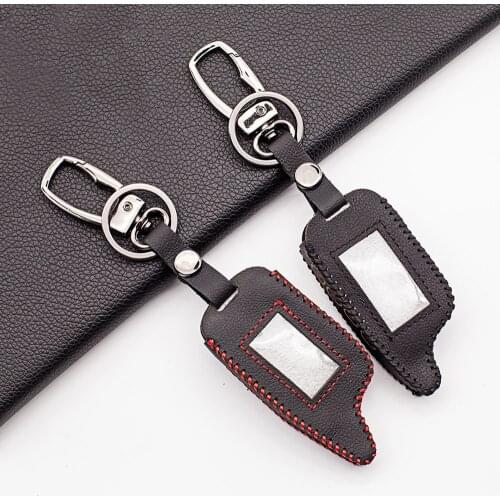 Leather Keychain Case for Scher-Khan Magicar 7 8 9 10 11 12 Car Alarm LCD Remote Control Scher Khan M7 M8 M9 M10 M11
