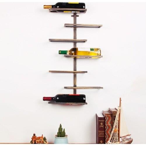 Creative American Iron Bar Wall Minimalist Decor Hanging Wine Cabinet Bar Wall-mounted WineStand Glassholder Floating Shelf