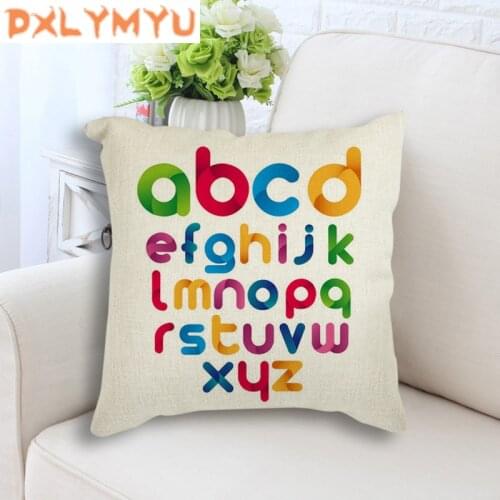 Geometric ABC Alphabet Printed Linen Cotton Cushion Cover 26 English letters Pillow Case Sofa Pillow Cover Car Home Decor