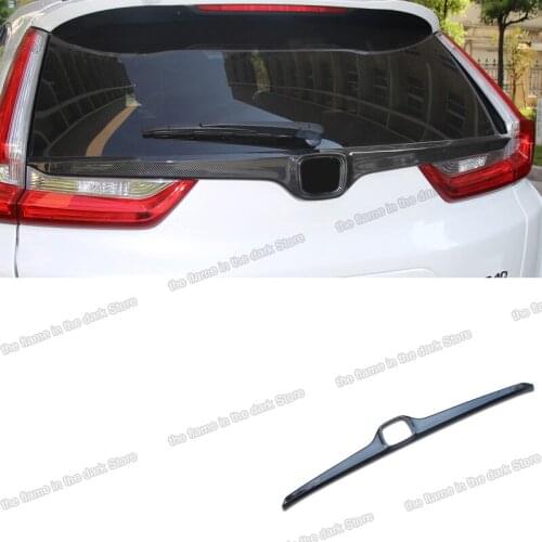 Lsrtw2017 carbon fiber abs car taildoor rear window logo trims for honda crv 2017 2018 2019 2020 2021 accessories decoration