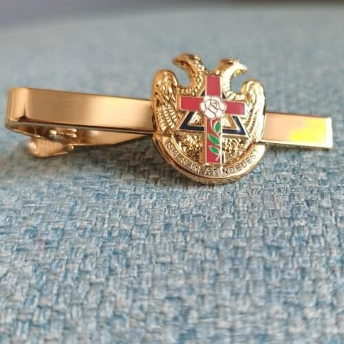 Masonic Fashion Mens Neck Scottish Rite Rose Croix Cross 32 Degree Tie Clip Bar Masonry Tie Bar Pin