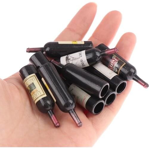 10pcs 1:12 Dollhouse Miniature Resin Bottle Simulation Wine Bottle Model Doll House Accessories Kids Toys