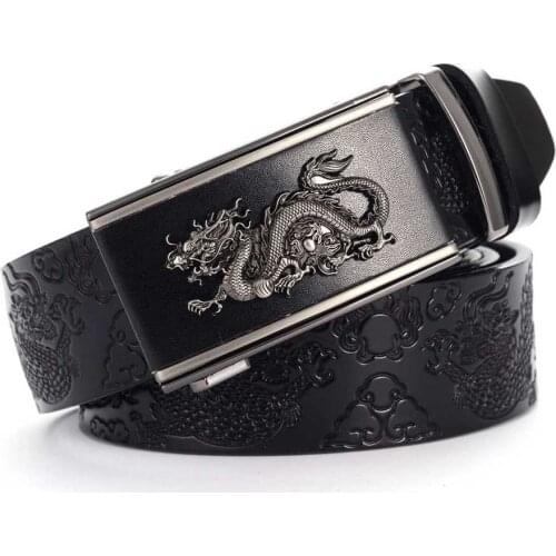 Mens Belts Leather Ratchet Dress Belt with Automatic Buckle Fashion Men Leather Belt width:3.4cm Male Leather Waistband