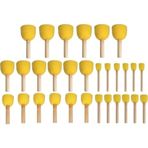 Mixed Round Sponge Stamp Set Childrens Graffiti Painting Wooden Handle Tool Seal DIY Kindergarten Material