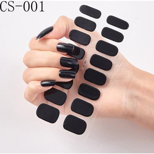Lamemoria 16tips Pure Color Nail Sticker European Style Nail Polish Wraps Full Adhesive Art Stickers Decor Manicure Wholesale