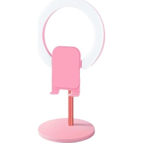Desktop Ring Light 3 Colors Light with Phone Stand Dimmable LED Light for Video Recording